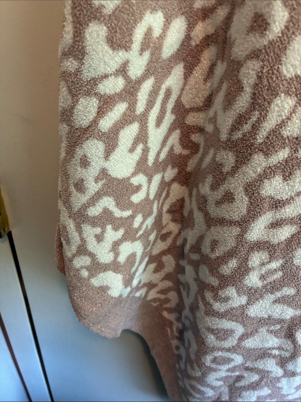 Barefoot Dreams Animal-Print Poncho Sweater - Cream & Taupe - Picture 3 of 4